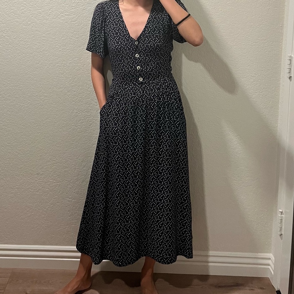 & other stories polka dot midi dress